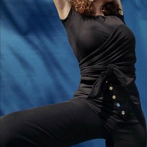 The Line By K Black wrap top